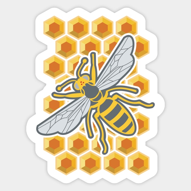 Honeycomb bee Sticker by evisionarts